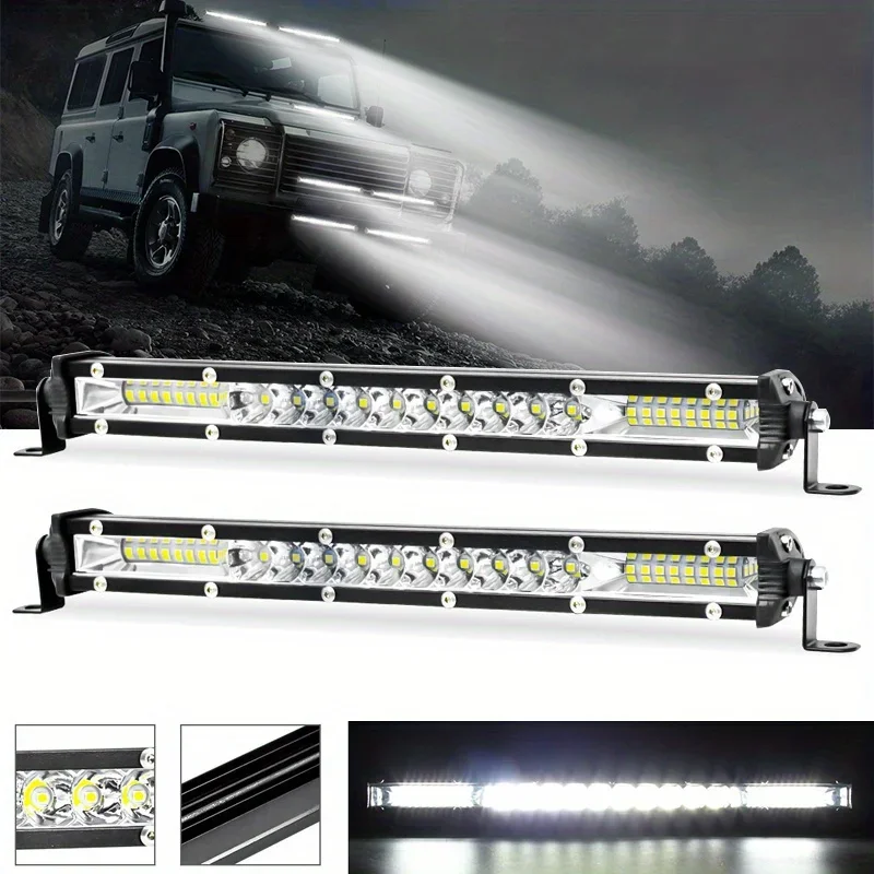 

Ultra-Slim 11" LED Light Bar for Cars, SUV,Trucks & Boats - 120W White Combination Lights, Durable Aluminum Alloy, Easy Install