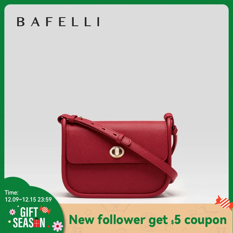 BAFELLI 2024 WOMEN'S NEW TREND LEATHER SADDLE BAGS FASHION STYLE ORIGINAL DESIGNER LUXURY BRAND CASUAL CROSSBODAY PURSE SHOULDER