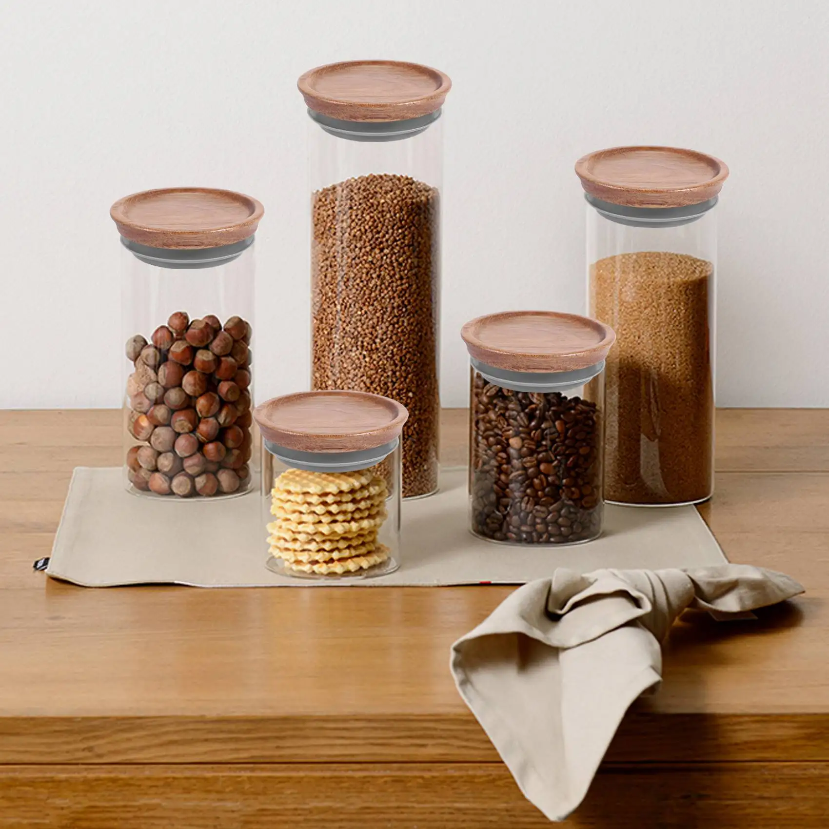 【ELEVATE LIFE】6 Sealed Wooden Storage Lids Set,Wooden Lids for Ball,Kerr Jars,Food Grade Material,Airtight for Jars 72mm ABDD