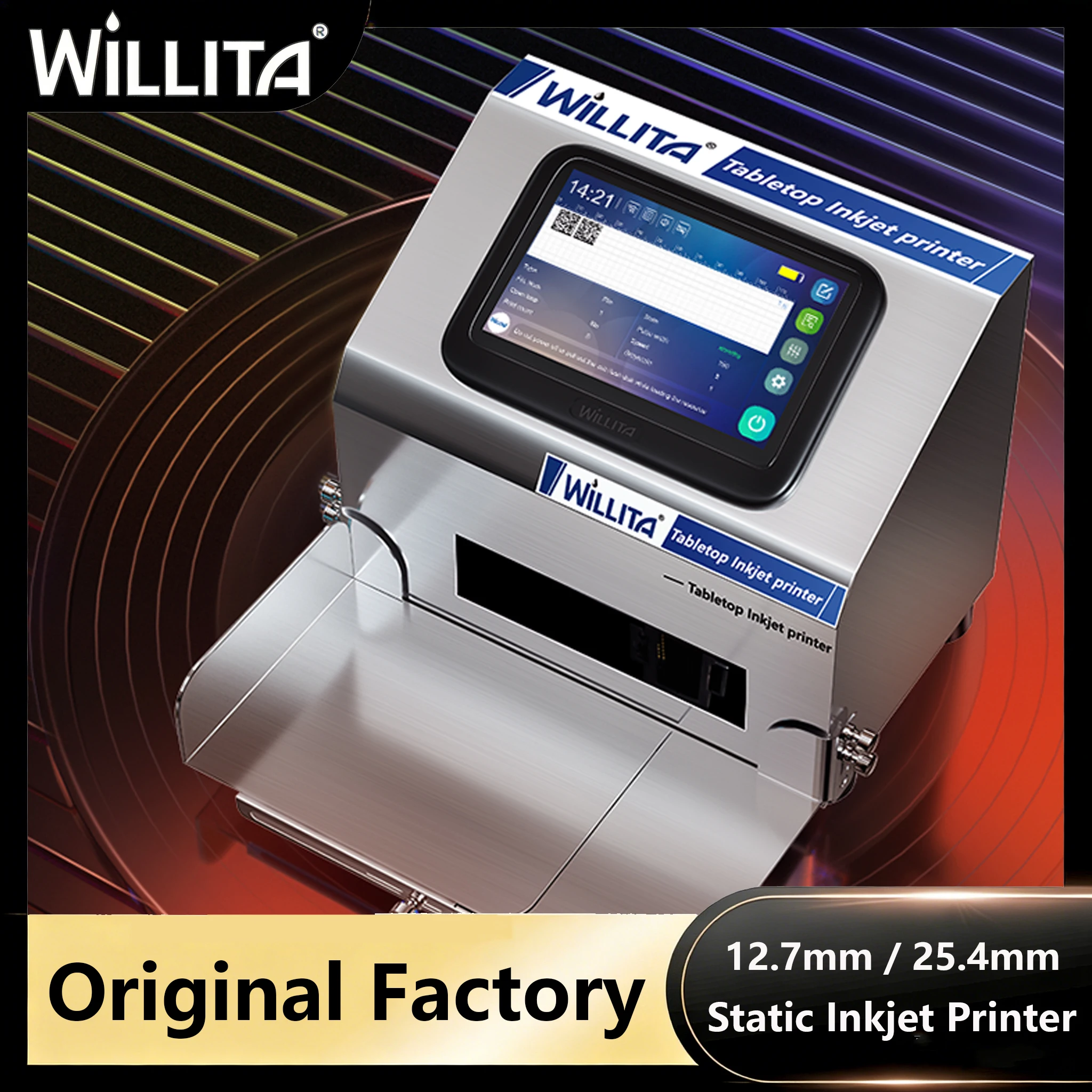 WILLITA Static Intelligent Inkjet Printer 5'' Color HD Touch Screen Support Printing Text Image Barcode Expiry Date Count