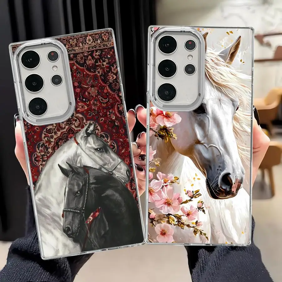 Case for Samsung Galaxy 25 Ultra S21+ S22 Plus S24Ultra S20 FE S23 S21 S20 FE Phone Cover Animal Horse Pattern