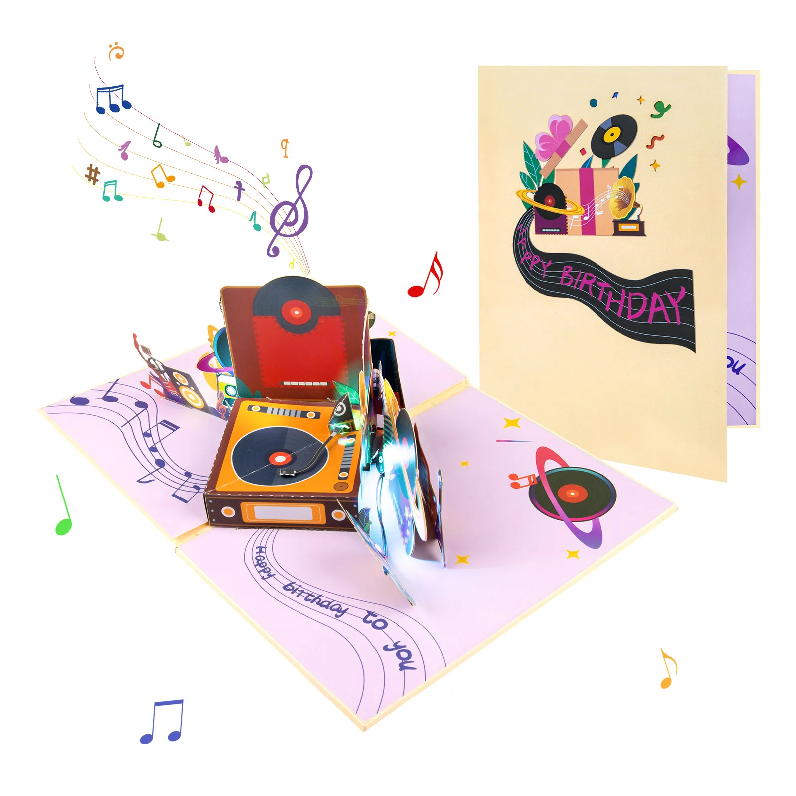 Musikalische Geburtstags-Pop-Up-Karte mit Licht und Musik, 3D-Grußkarte für Kinder, Erwachsene, Männer und Frauen – Detail 14
