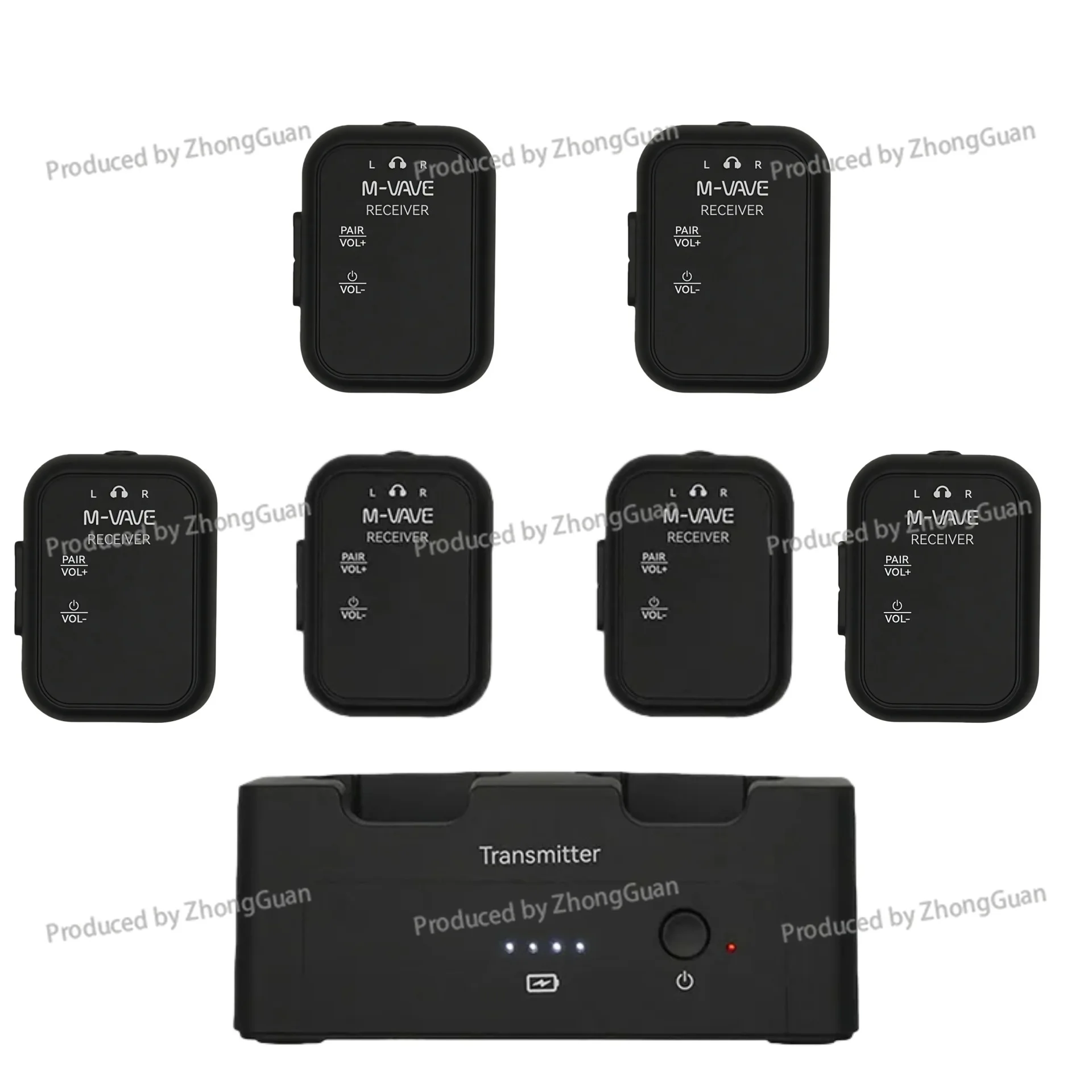 12-Channel Wireless Audio Transmitter & Receiver, Monitoring Earphone System with Charging Case
