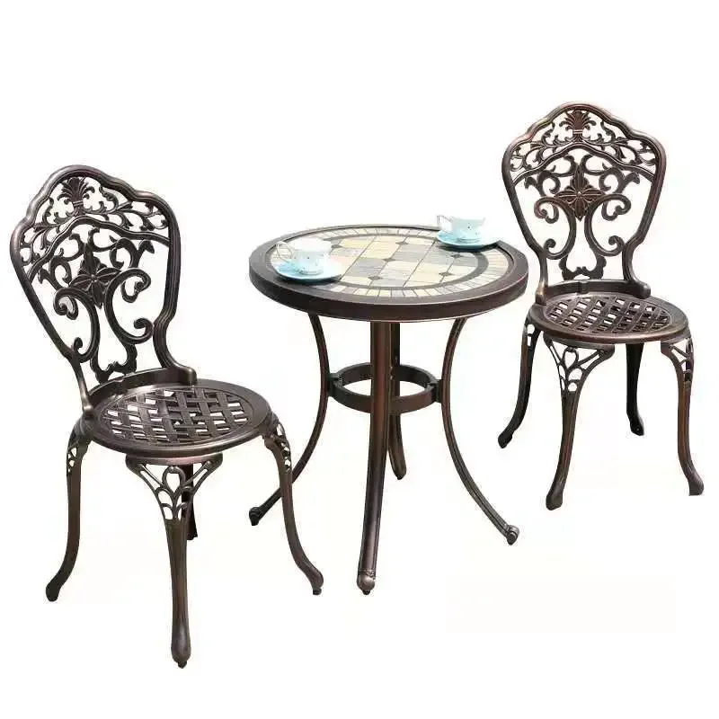 

Courtyard Garden Dining Table Chair White Outdoor Cast Aluminum Chair Leisure Iron Garden Furniture Outdoor Patio Furniture