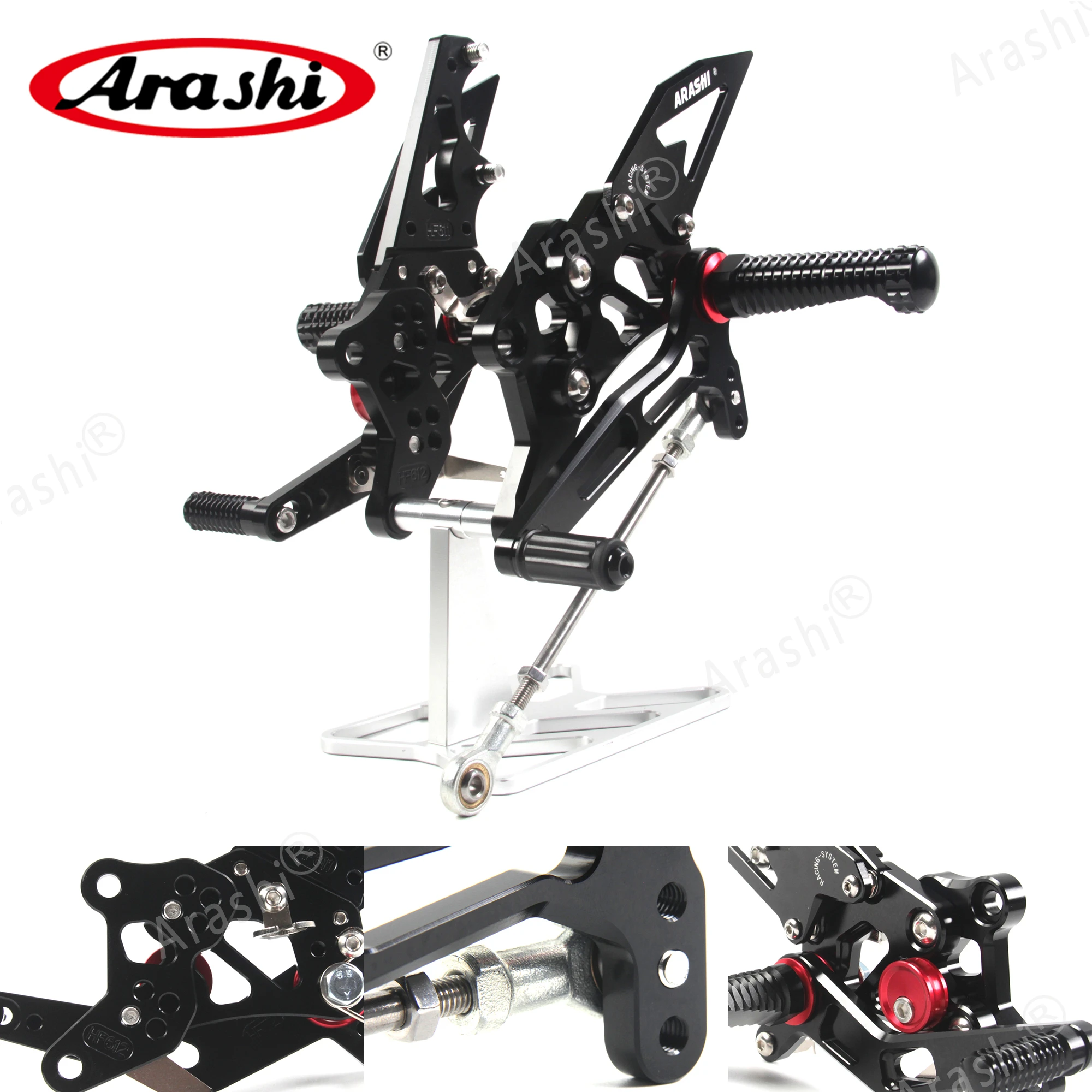 Arashi V2.0 Adjustable Footrest For YAMAHA YZF-R3 YZF-R25 2015 - 2025 CNC Foot Pegs Rearset YZF R3 R25