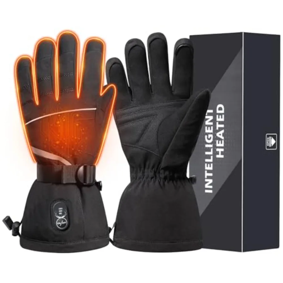 

Heated Motorcycle Gloves for Men Women: Polyester Shell, Black, 3 Heat Settings 6-Hour Battery Life for Biking, Hunting, Skiing