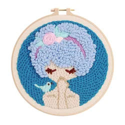 Cartoon Girls Poke Embroider Needle Wool Yarn Punch Kit Handmade Craft Gift For Beginner Women Girls Friends Birthday Wholesales