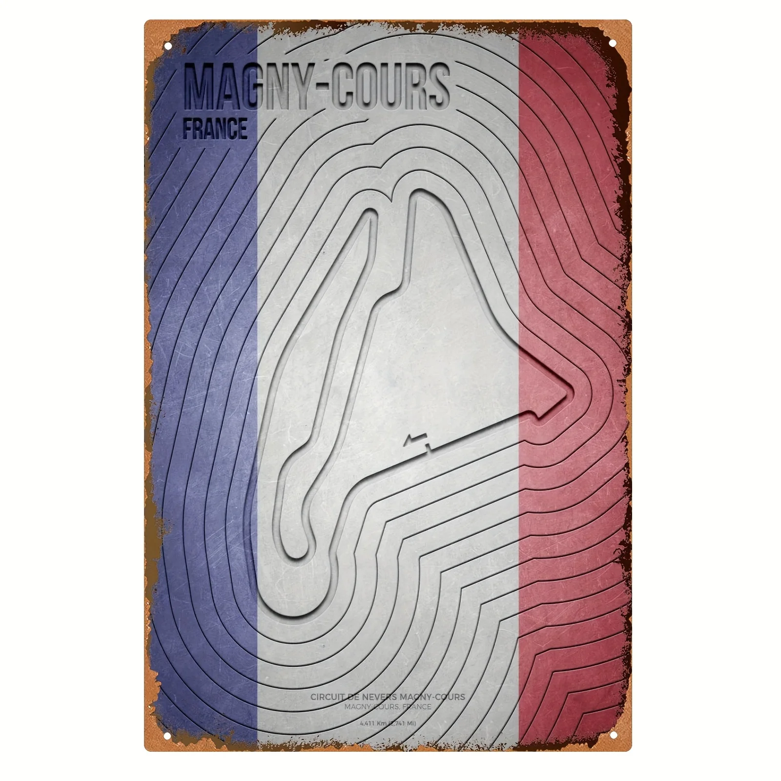 Magneto-Court Metal Wall Art -  Retro Tinplate Sign with Distressed Purple & Red Track Design, Rustic Home/Guest Room/Bar/Cafe