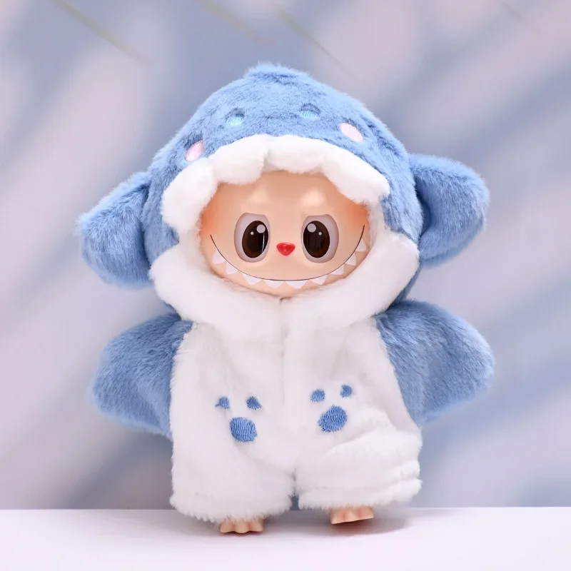 Mini ropa de muñeca de peluche de 17cm, accesorios para traje para Corea Kpop Exo Labubu Idol V1 V2, disfraz de abeja, dinosaurio, tiburón, regalo
