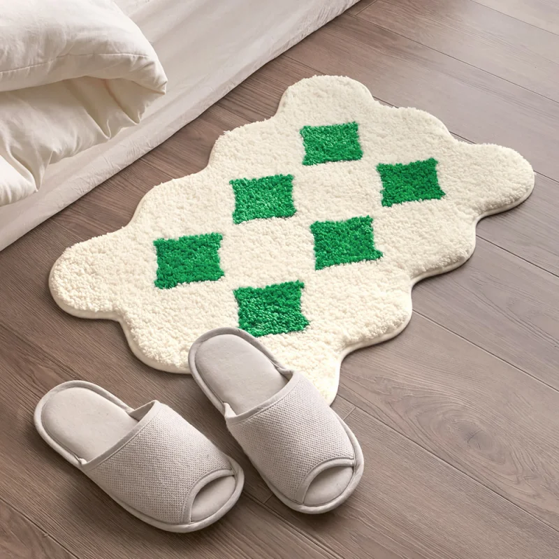 VIKAMA Korean Style Plush Carpet Non-Slip Water Absorption Bathroom Mat Bedroom Dressing Table Foot Pad Home Decoration