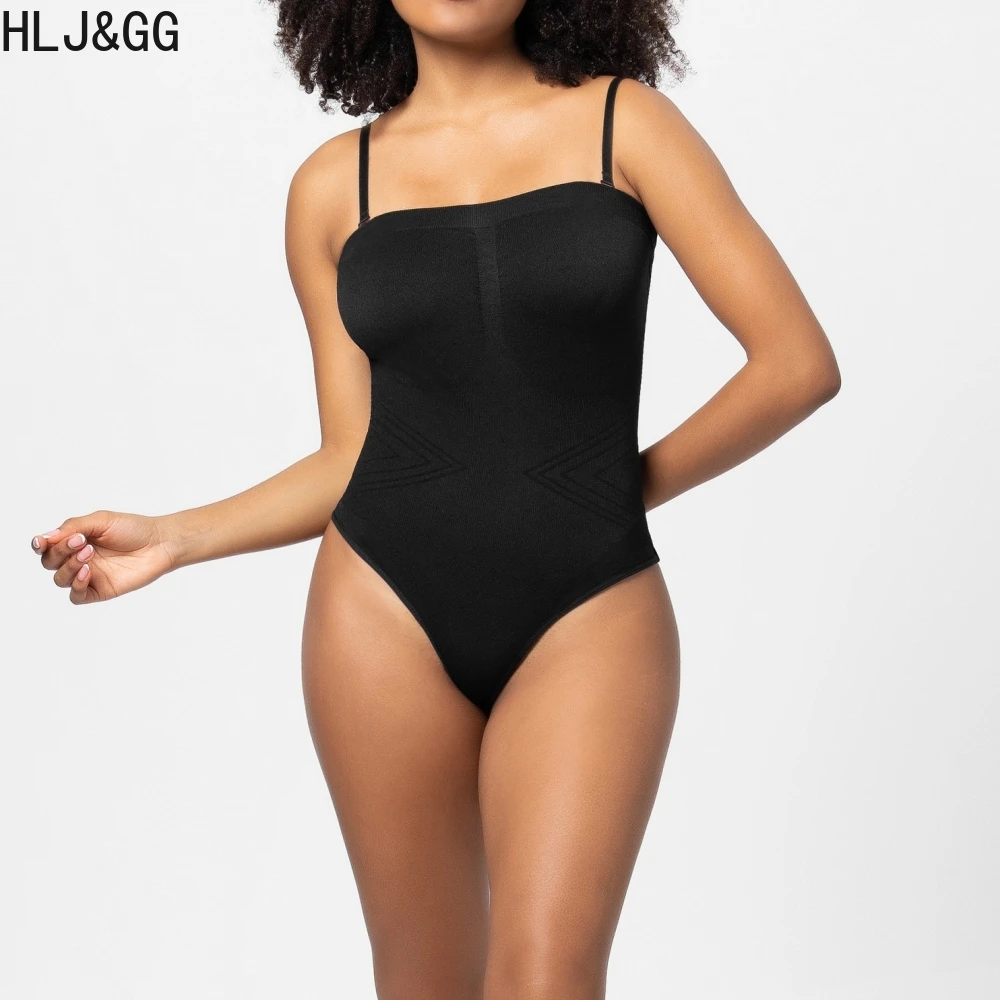 HLJ&GG Sexy Solid Bodycon One Piece Rompers Women Spaghetti Strap Sleeveless Backless Slim Jumpsuits Female Sporty Overalls 2025