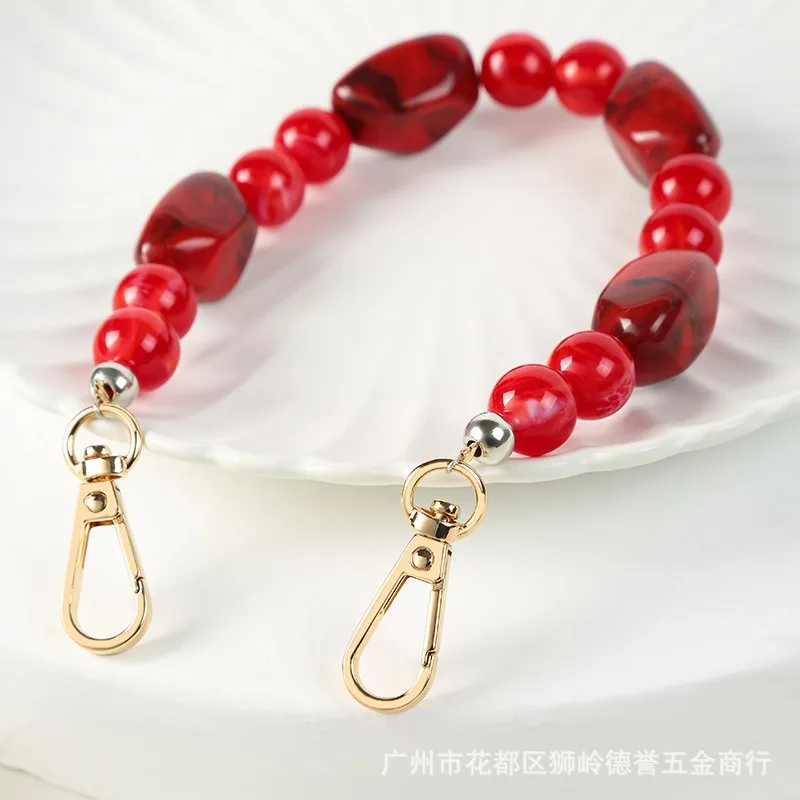 Replaceable Handbag Chain Resin Stone Bead Purse Bag Belt Phone Case Hanging Chain Extension Bead Chain Bag Parts Accessories