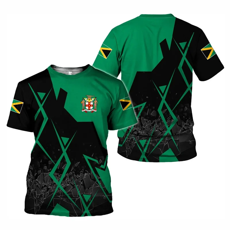 في جميع أنحاء طباعة جامايكا العلم تي شيرت للرجال الصيف س الرقبة تي شيرت ملابس الرجال قصيرة الأكمام المتضخم التي شيرت بلايز