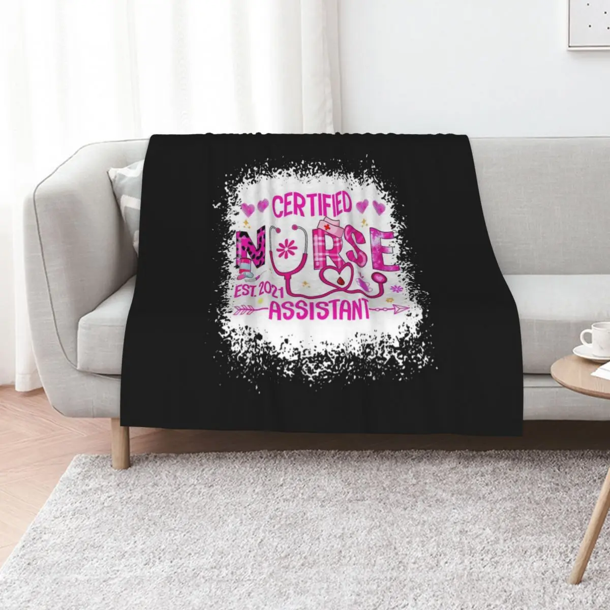 Certified Nurse Assistant Est 2021 CNA Nursing Aide Women TShirt137 Throw Blanket Hairy Stuffeds Luxury St Luxury Throw Blankets