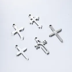 DOOYIO 5pcs/Lot Stainless Steel Metal Charms Crosses Pendant For Women DIY Necklace Bracelet Jewelry Making Accessories