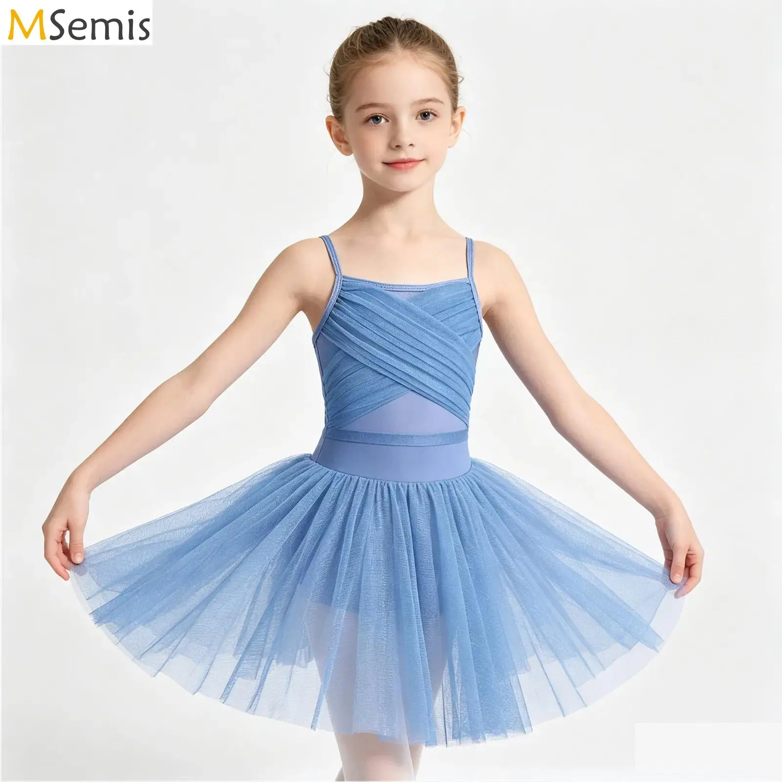 

Kids Girls Gymnastics Leotard Figure Skating Ballet Tutu Dance Leotard Costume Glittery Mesh Latin Dance Dress Ballerina Costume
