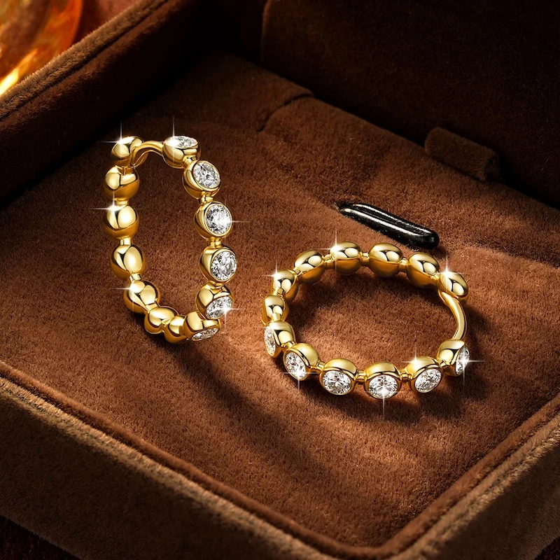 Rrjzz 2,5 mm Full Moissanite Sweet Bubble Creolen für Damen, GRA D-Color, im Labor hergestellte Diamantohrringe, Hochzeitsschmuck, Geschenke – Detail 7