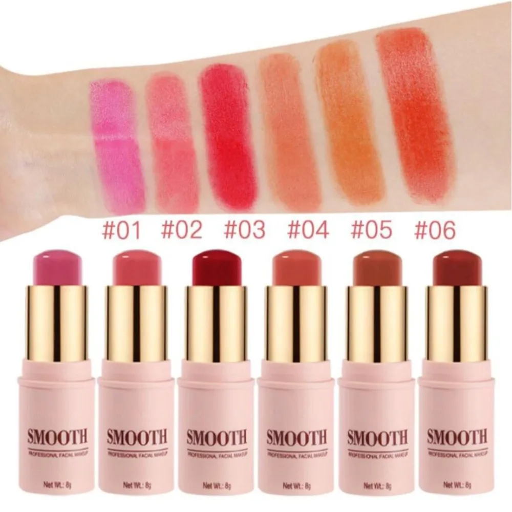 Evidenziazione Stick monocromatico Multi Stick Blush Wand 6 colori rossetto liquido radiante viso illuminante corpo