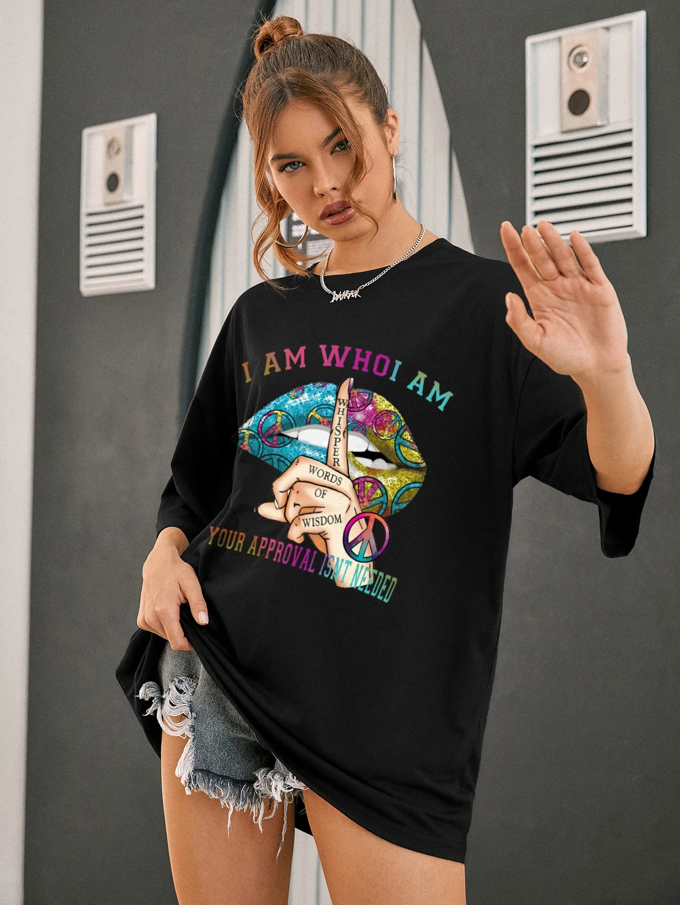 Don'T Need Your Approval To Be Myself Cotton Woman Tee Top Hipster All-Matcht-Shirt Vintage Oversized Tshirt Loose Sport Clothes