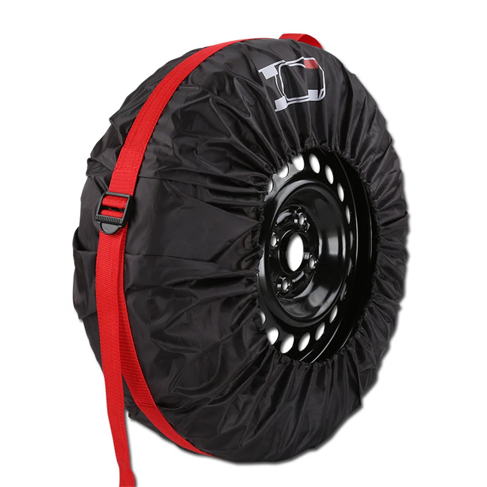 Auto Tyre Spare Tire Wheel Protection Cover Black and Red Storage Bag Carry Tote Cover Vehicle Wheel Protector