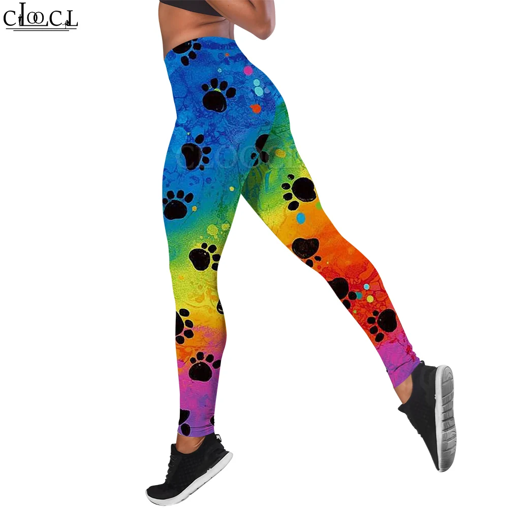 CLOOCL Leggings Women Fitness Trousers Tight Sweat Pants Fashion Gradual Color Dog Paw Print Leggings Female Gym Clothing