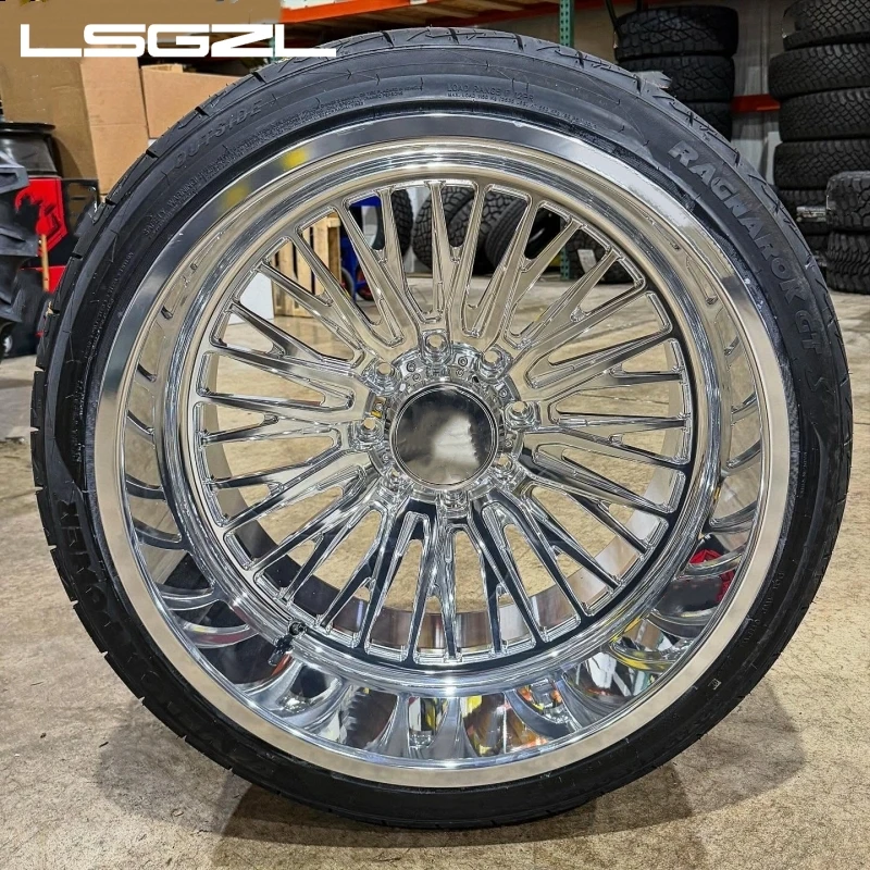LSGZL 20x10 20x12 22x12 24x12 24x14 26x14 26x16 Polished Deep Lip Forged Truck Wheel for F150 Silverado1500 Sierra 1500 2500HD
