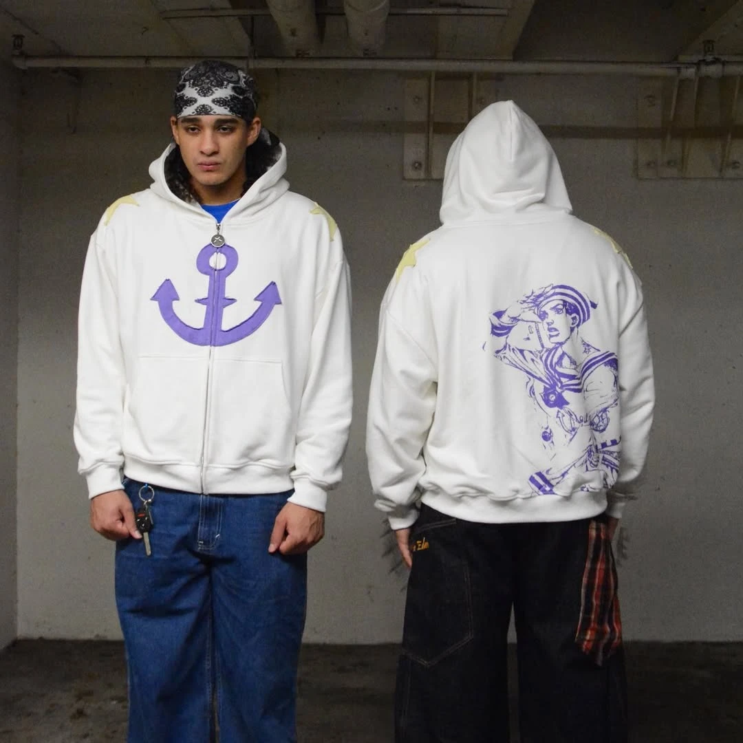 

Jojo Bizarre Adventure Splice Zip Up Hoodies Women Oversized Star Zipper Hoodie Hip Hop Couples Harajuku Y2k Street Sweatshirt
