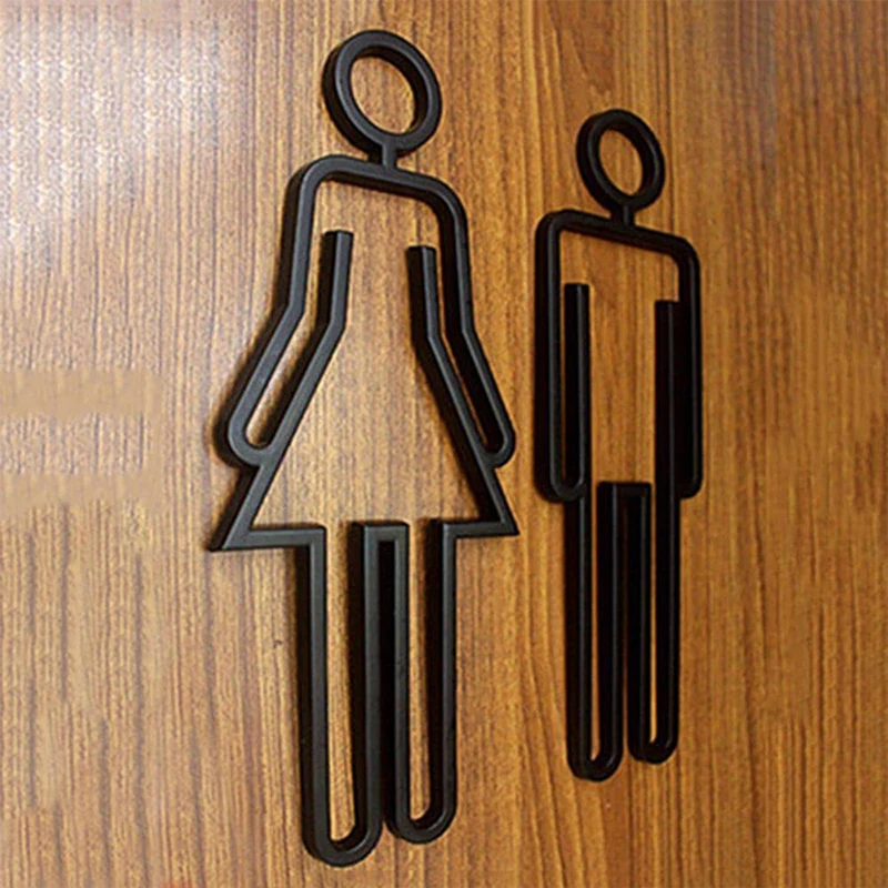 Señal de puerta de baño para hombre y mujer, letrero de puerta de WC para baño, pegatina de pared, decoración, logotipo extraíble