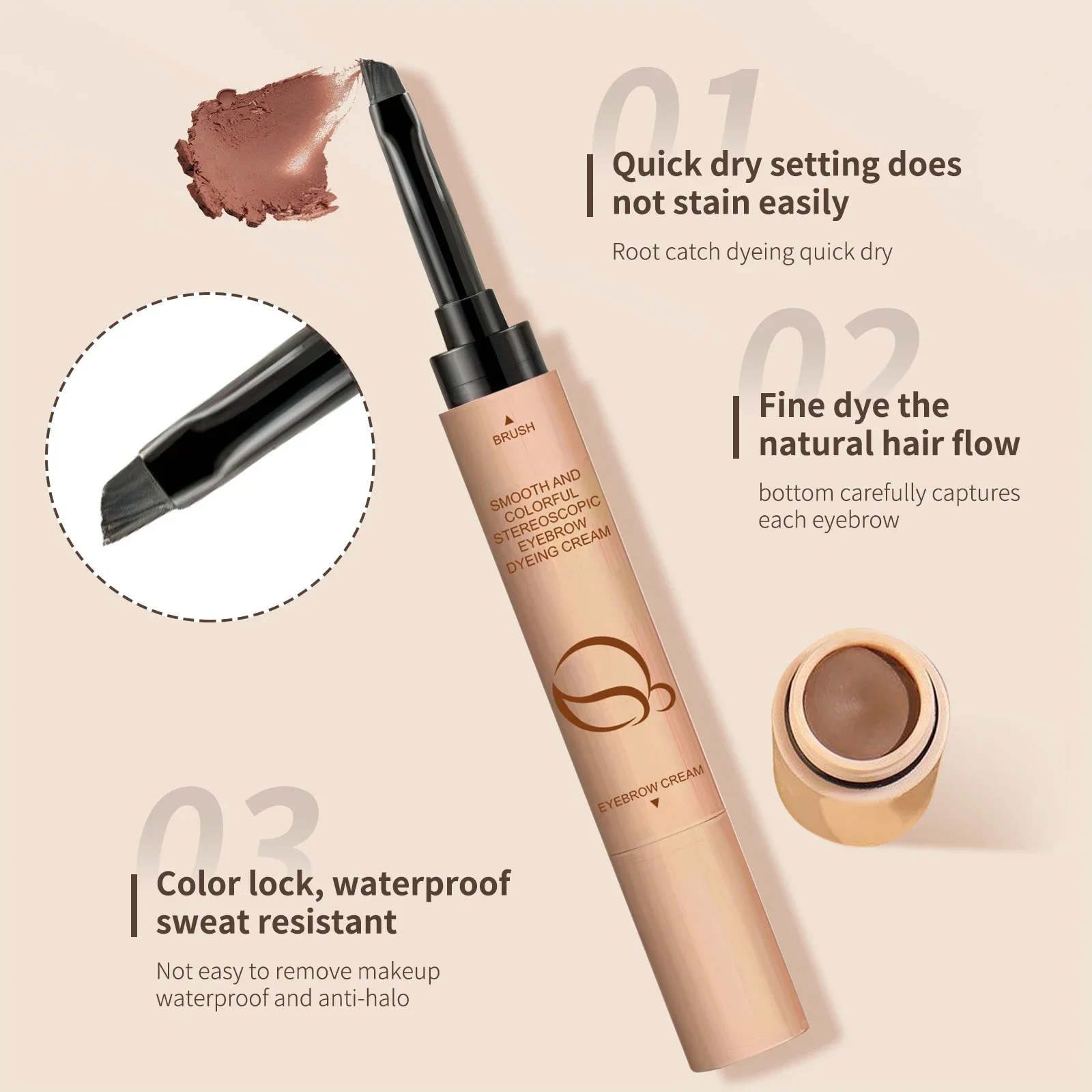 Eyebrow Dyeing Pomade Cream Eyeliner Pencil 2 in 1 Waterproof Long-lasting Tinted Eyebrow Dyeing Cream Beauty Cosmetics