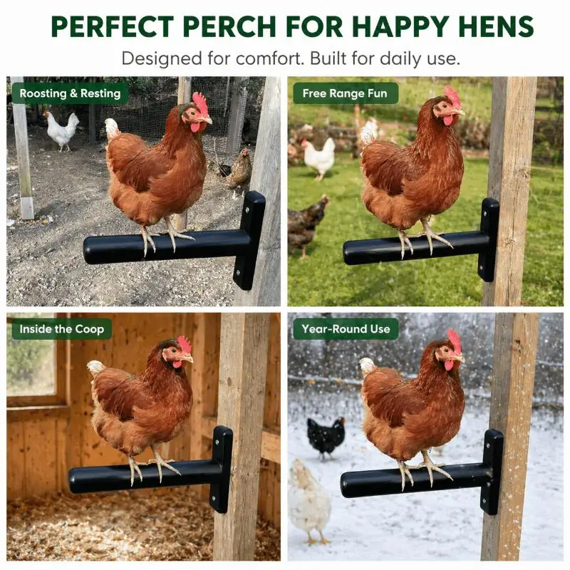 【MA】Horizontal Wall-Mounted L-Shaped Chicken Perch Roosting Bar Poultry Accessory For Everyday Farming