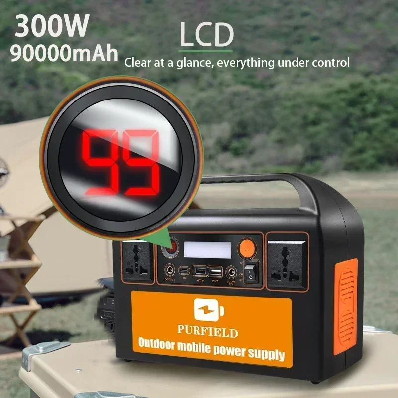 

300W 220V 110V AC Portable Power Station 90000mAh 315WH Solar Generator Battery DC Outdoor Emergency Power Supply