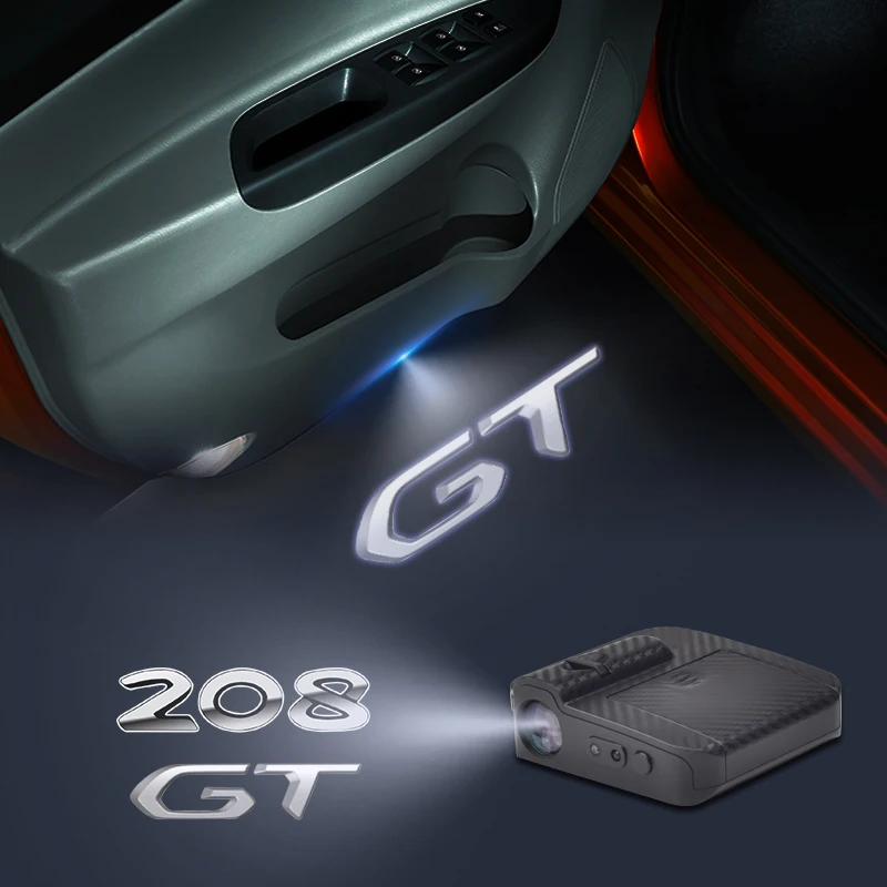 GT Logo Wireless Courtesy Car Door Projector LED Welcome Lights For Peugeot 208 206 307 308 3008 207 508 2008 5008 107 Decor