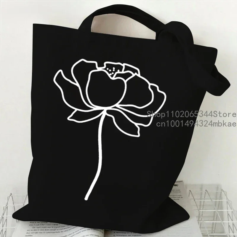 Christian Faith Floral Canvas Tote Bag Women Vintage Rose Shopping Shoulder Bags Flower Plant Graphic Lightweight Travel Handbag