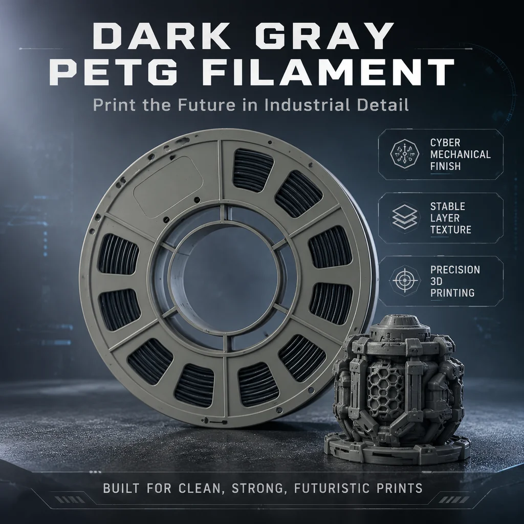 PETG 3D Printer Filament 1.75mm, 300g Compact Spool Dark Gray, Dimensional Accuracy +/- 0.03mm, Smooth Feeding for FDM Printers