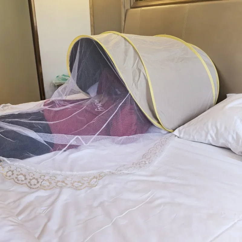 2Pcs Adjustable Head Mosquito-Proof Cover Installation-Free Small Mosquito Nets for Travel Picnics Portable Foldable Mini Yurt