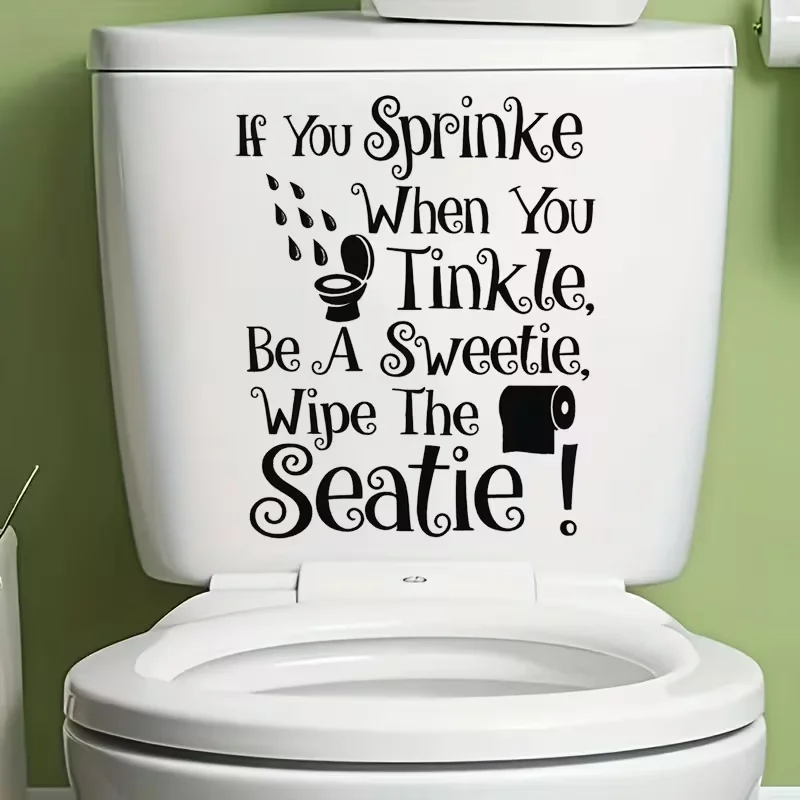 1pc of Humorous Toilet Decal with Witty Phrases and Patterns, Waterproof Bathroom Sticker Featuring Vibrant Cartoon Designs, for