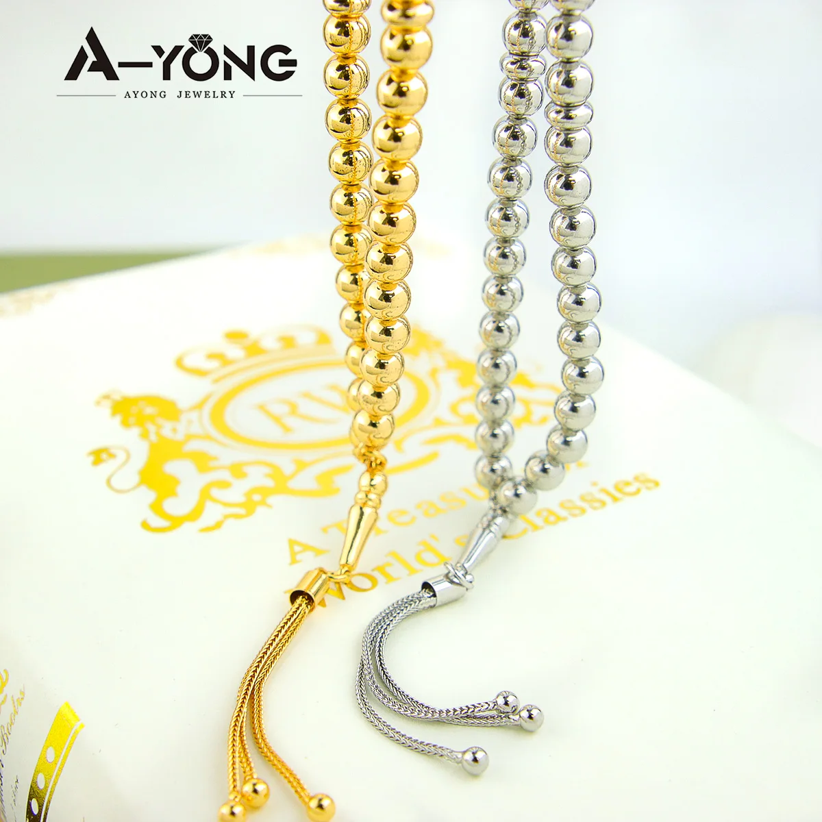 Ramadan islamisches Gebetsperlen-Armband, 21 Karat vergoldet, Naturharz, arabische Damenmode, Eid-Armreifen, muslimischer traditioneller Schmuck – Detail 13