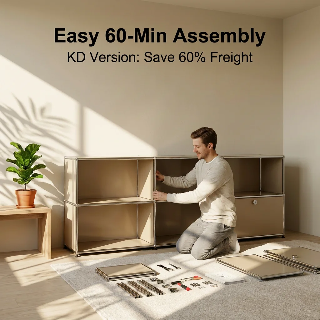 Wholesale Assembled Contemporary Stackable Bedside Cabinet Metal Frame Modular Organizer Multi Compartment Storage Bedroom