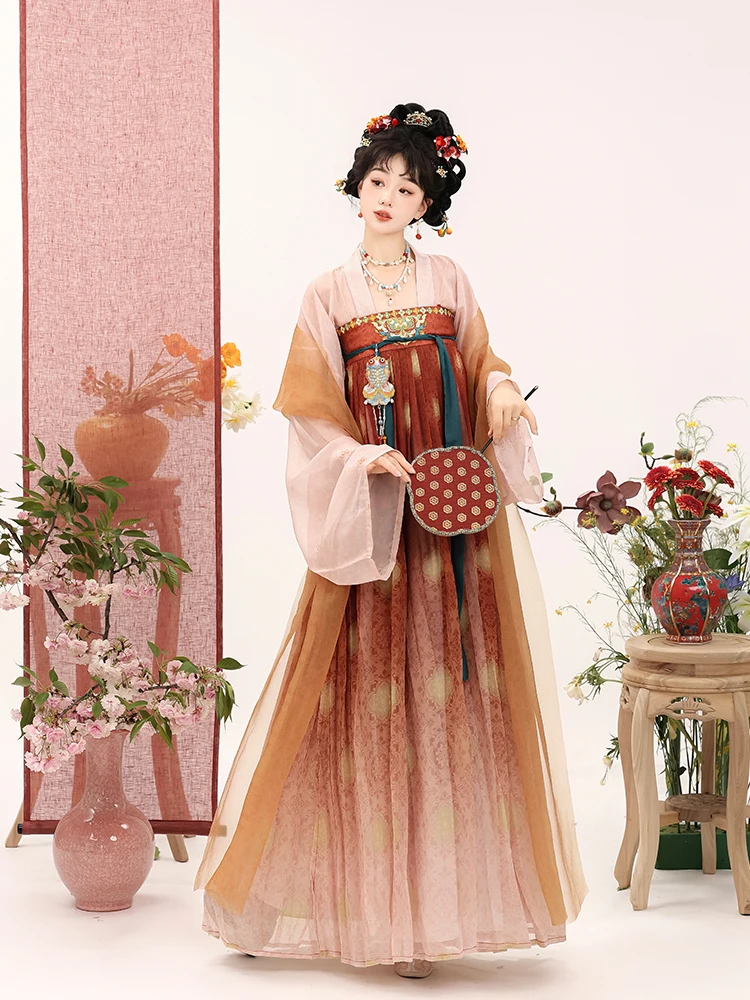 

Original Hanfu Women's Set 【When Will the Moon Be Full】 Tang Dynas Sle Chest-Length Spring Autumn Collection