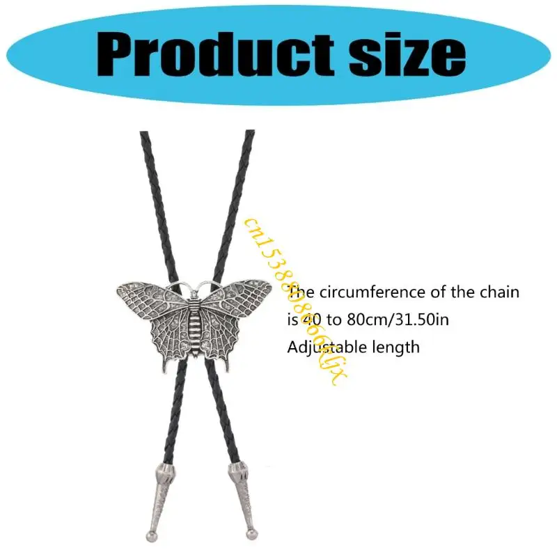 Paduan ringan kupu -kupu bolo kalung praktis pu kabel fashion aksesori untuk orang dewasa 066c