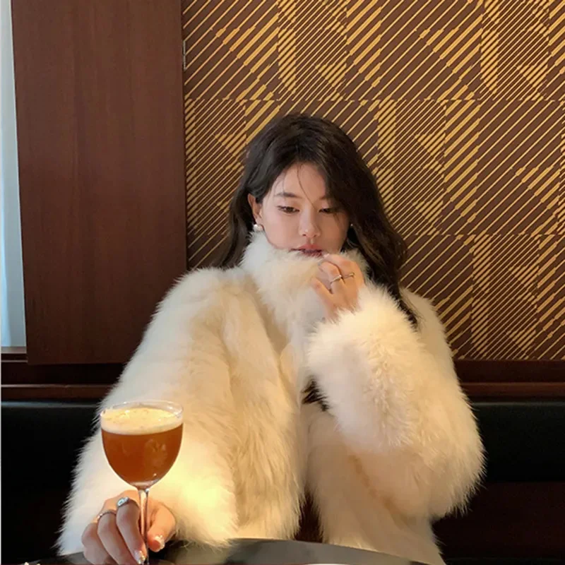 

Women's Outerwear New Haining Fashion Socialite Looks Slim Young Short Toka Imitation fox fur Grass Jacket Short Tall JJ1390