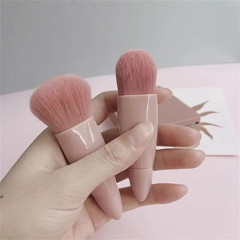 5 PCs Cosmetic Brush Portable Makeup Brush Travel With Mirror Box Makeup Set Brush Loose Brush Blush Brush Eyeshadow Brush