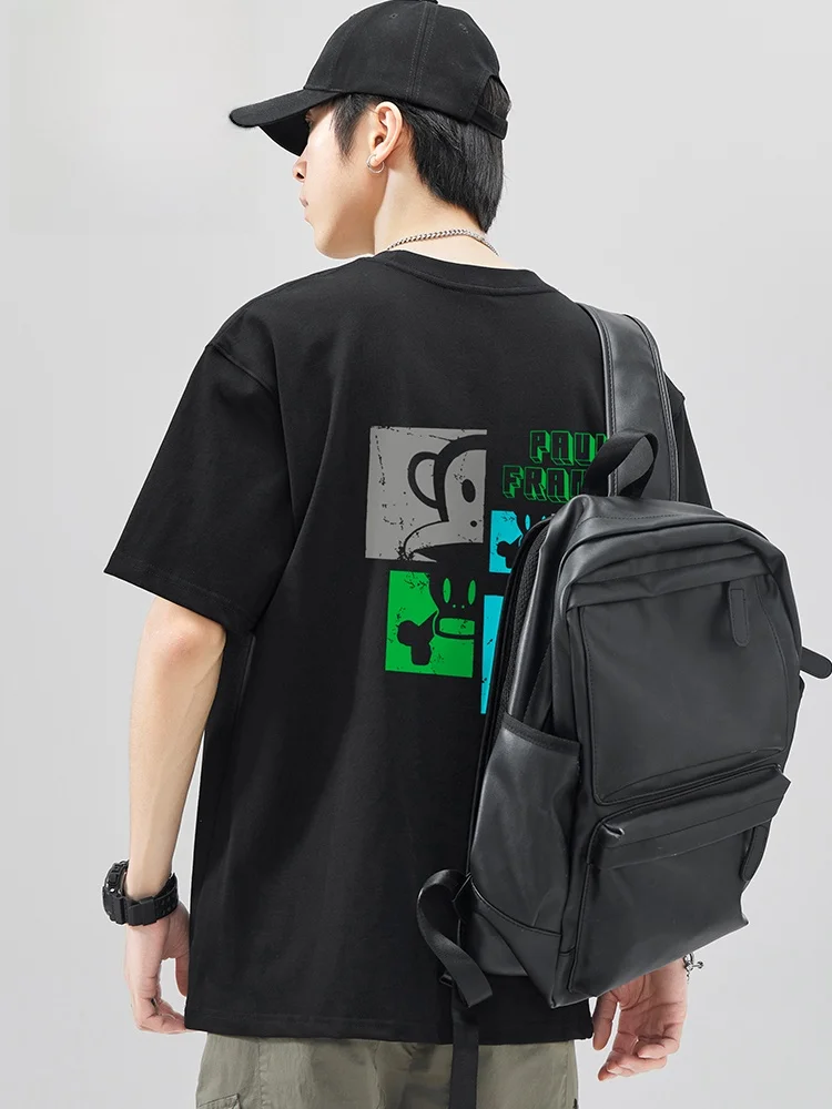

PaulFrank Loose Fit ort Sve T-irt Men's Summer New Sle Casual Versatile Monkey Print Couple's Top Breathable Cotton ...