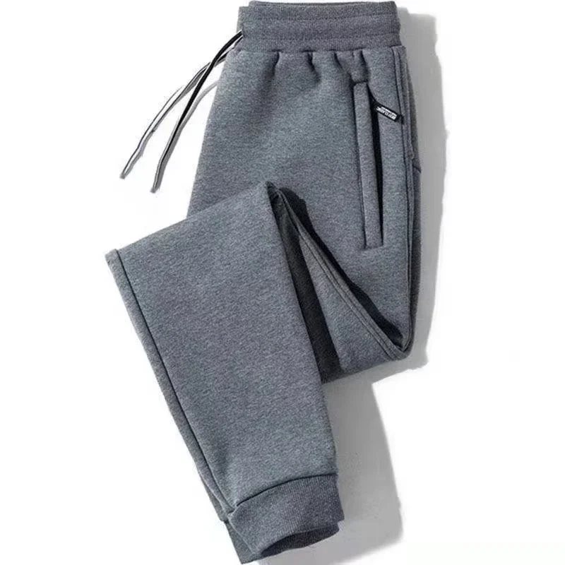 2025 Male Elastic Waist Soft Warm Casual Ankle Band Zipper Pockets Trousers Men Drawstring Pants Loose Spring Fall Sweatpants