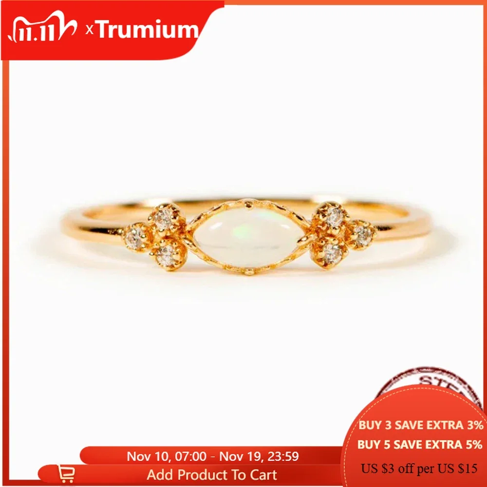 

Trumium S925 Sterling Silver Marquise White Opal Zircon Rings for Women Engagement Wedding Stackable Ring Simple Fine Jewelry