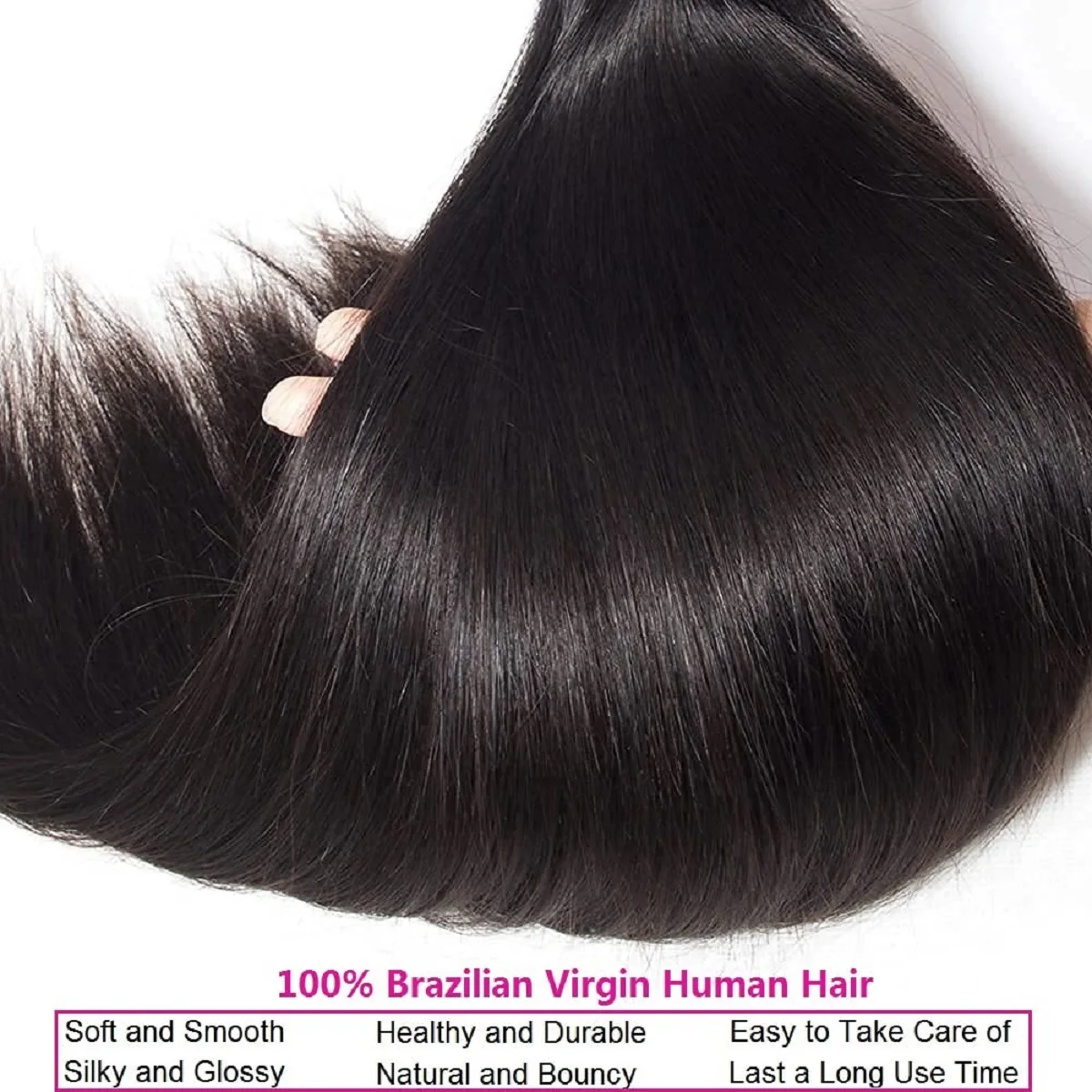 YEORING Store 10-40 بوصة حزم من شعر طبيعي مفرود 10A حزم الشعر الخام البرازيلي 100% وصلات شعر بشري اللون الطبيعي
