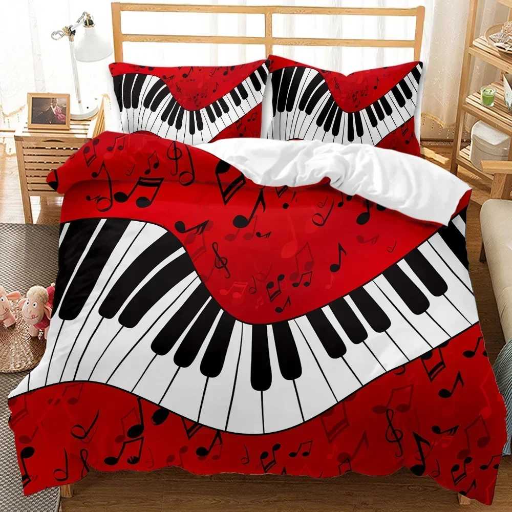 2026 Music Duvet Cover Set,Music With G-Clef Key Instrument Rhythmic Design Queen King Twin Full Size 2/3pcs Polyester Bedding S