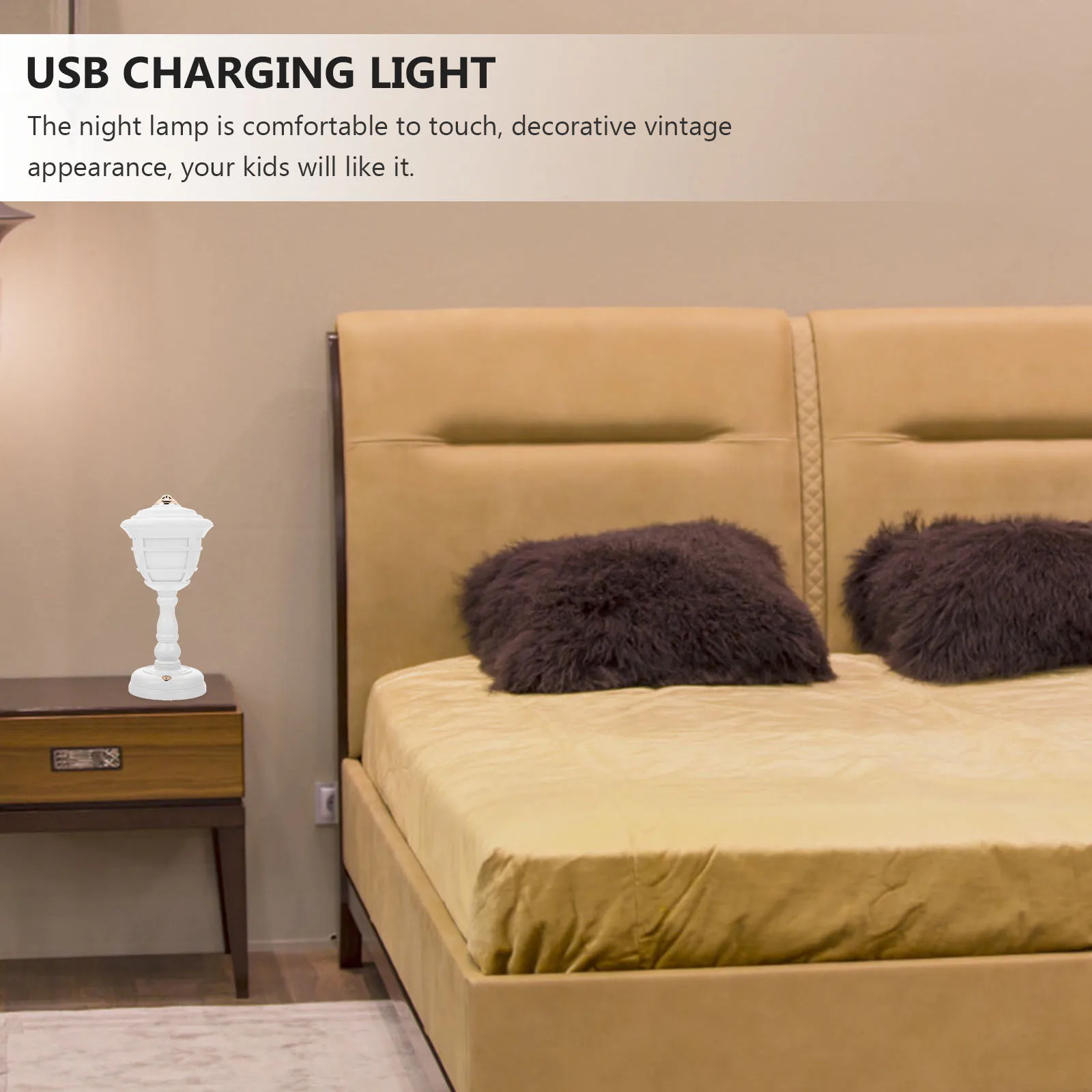 

Retro Style Table Lamp 322 Purple Mini Desk Light USB Charging Night Lamp Kids Room Bedroom Decoration Warm Atmosphere