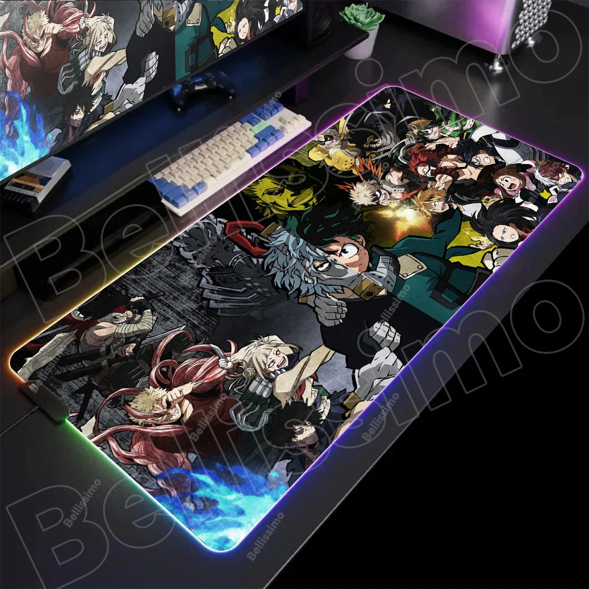 

Pc Gamer Keyboard Mouse Pad My Hero Academia RGB Mousepad LED Glowing Mouse Mats Rubber Gaming Computer Mausepad With Backlight