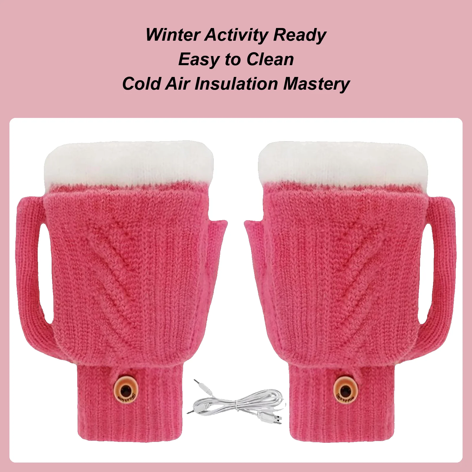 

Heating Gloves USB Heated Mittens Washable Thermal Mittens For Cold Weather Skiing Cycling Hiking Fishing Outdoor Indoor Office